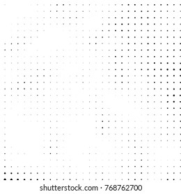 Abstract grunge grid polka dot halftone background pattern. Spotted black and white vector line illustration
