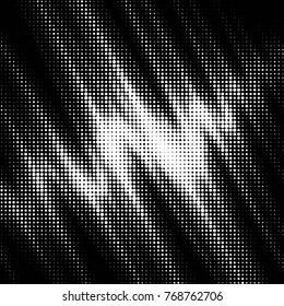 Abstract grunge grid polka dot halftone background pattern. Spotted black and white vector line illustration
