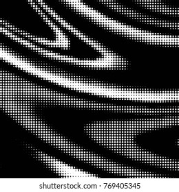 Abstract grunge grid polka dot halftone background pattern. Spotted black and white vector line illustration
