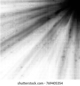 Abstract grunge grid polka dot halftone background pattern. Spotted black and white vector line illustration
