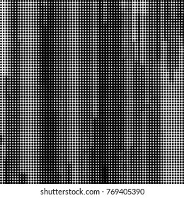 Abstract grunge grid polka dot halftone background pattern. Spotted black and white vector line illustration
