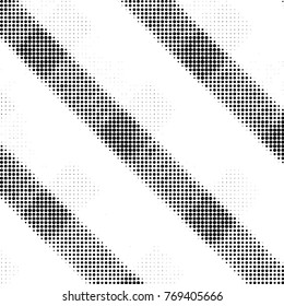 Abstract grunge grid polka dot halftone background pattern. Spotted black and white vector line illustration
