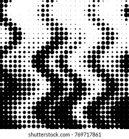 Abstract grunge grid polka dot halftone background pattern. Spotted black and white vector line illustration
