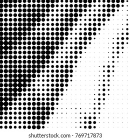 Abstract grunge grid polka dot halftone background pattern. Spotted black and white vector line illustration
