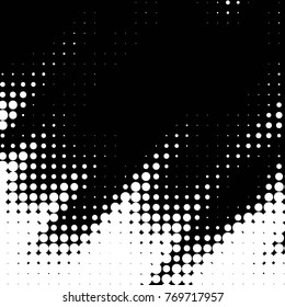 Abstract grunge grid polka dot halftone background pattern. Spotted black and white vector line illustration
