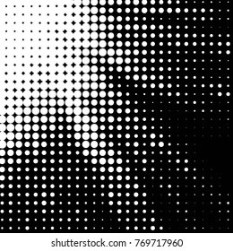 Abstract grunge grid polka dot halftone background pattern. Spotted black and white vector line illustration
