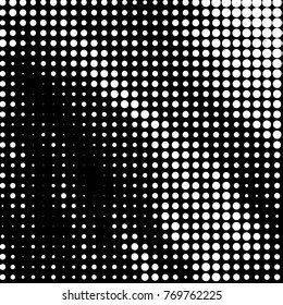 Abstract grunge grid polka dot halftone background pattern. Spotted black and white vector line illustration
