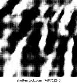 Abstract grunge grid polka dot halftone background pattern. Spotted black and white vector line illustration
