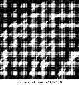 Abstract grunge grid polka dot halftone background pattern. Spotted black and white vector line illustration
