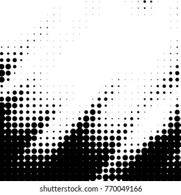 Abstract grunge grid polka dot halftone background pattern. Spotted black and white vector line illustration
