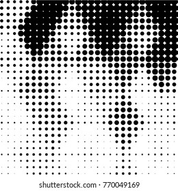 Abstract grunge grid polka dot halftone background pattern. Spotted black and white vector line illustration
