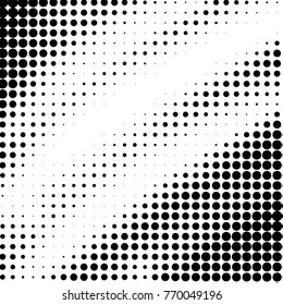 Abstract grunge grid polka dot halftone background pattern. Spotted black and white vector line illustration
