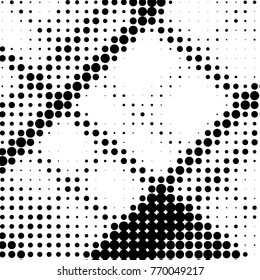 Abstract grunge grid polka dot halftone background pattern. Spotted black and white vector line illustration
