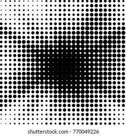 Abstract grunge grid polka dot halftone background pattern. Spotted black and white vector line illustration
