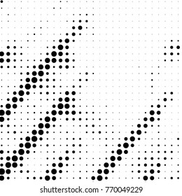Abstract grunge grid polka dot halftone background pattern. Spotted black and white vector line illustration
