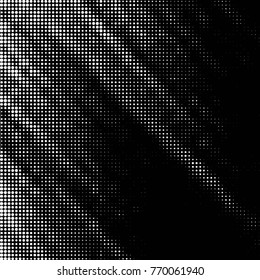 Abstract grunge grid polka dot halftone background pattern. Spotted black and white vector line illustration
