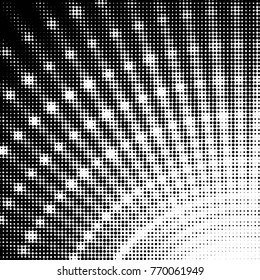 Abstract grunge grid polka dot halftone background pattern. Spotted black and white vector line illustration

