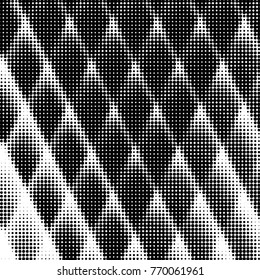 Abstract grunge grid polka dot halftone background pattern. Spotted black and white vector line illustration
