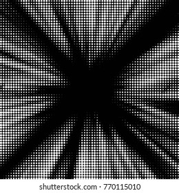 Abstract grunge grid polka dot halftone background pattern. Spotted black and white vector line illustration
