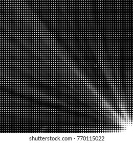 Abstract grunge grid polka dot halftone background pattern. Spotted black and white vector line illustration
