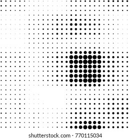 Abstract grunge grid polka dot halftone background pattern. Spotted black and white vector line illustration
