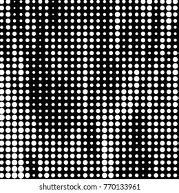 Abstract grunge grid polka dot halftone background pattern. Spotted black and white vector line illustration
