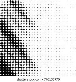 Abstract grunge grid polka dot halftone background pattern. Spotted black and white vector line illustration
