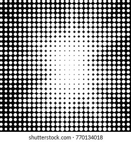 Abstract grunge grid polka dot halftone background pattern. Spotted black and white vector line illustration
