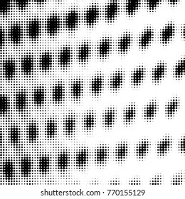 Abstract grunge grid polka dot halftone background pattern. Spotted black and white vector line illustration
