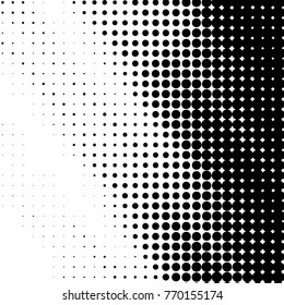 Abstract grunge grid polka dot halftone background pattern. Spotted black and white vector line illustration
