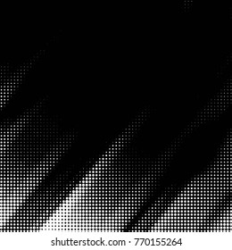 Abstract grunge grid polka dot halftone background pattern. Spotted black and white vector line illustration
