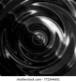 Abstract grunge grid polka dot halftone background pattern. Spotted black and white vector line illustration
