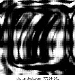 Abstract grunge grid polka dot halftone background pattern. Spotted black and white vector line illustration

