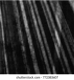 Abstract grunge grid polka dot halftone background pattern. Spotted black and white vector line illustration

