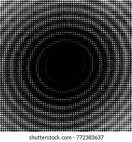 Abstract grunge grid polka dot halftone background pattern. Spotted black and white vector line illustration
