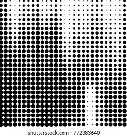 Abstract grunge grid polka dot halftone background pattern. Spotted black and white vector line illustration
