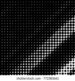 Abstract grunge grid polka dot halftone background pattern. Spotted black and white vector line illustration
