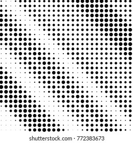 Abstract grunge grid polka dot halftone background pattern. Spotted black and white vector line illustration
