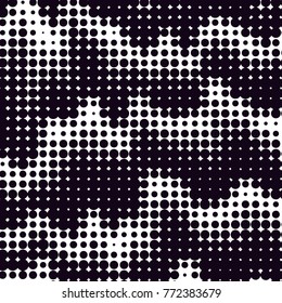 Abstract grunge grid polka dot halftone background pattern. Spotted black and white vector line illustration
