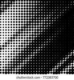 Abstract grunge grid polka dot halftone background pattern. Spotted black and white vector line illustration
