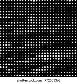 Abstract grunge grid polka dot halftone background pattern. Spotted black and white vector line illustration
