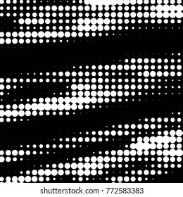 Abstract grunge grid polka dot halftone background pattern. Spotted black and white vector line illustration
