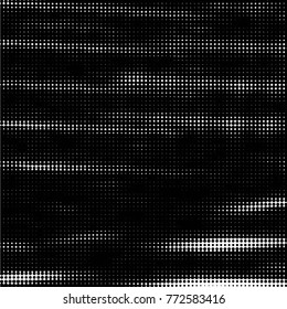 Abstract grunge grid polka dot halftone background pattern. Spotted black and white vector line illustration

