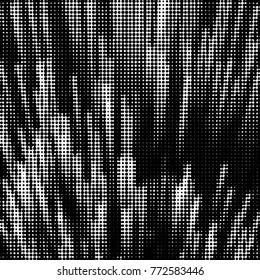 Abstract grunge grid polka dot halftone background pattern. Spotted black and white vector line illustration
