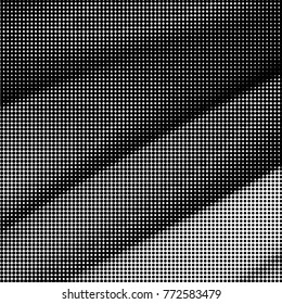 Abstract grunge grid polka dot halftone background pattern. Spotted black and white vector line illustration
