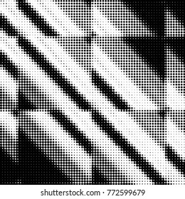 Abstract grunge grid polka dot halftone background pattern. Spotted black and white vector line illustration
