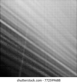 Abstract grunge grid polka dot halftone background pattern. Spotted black and white vector line illustration
