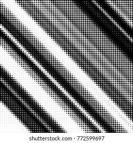 Abstract grunge grid polka dot halftone background pattern. Spotted black and white vector line illustration
