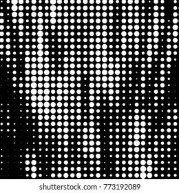 Abstract grunge grid polka dot halftone background pattern. Spotted black and white vector line illustration
