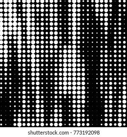 Abstract grunge grid polka dot halftone background pattern. Spotted black and white vector line illustration
